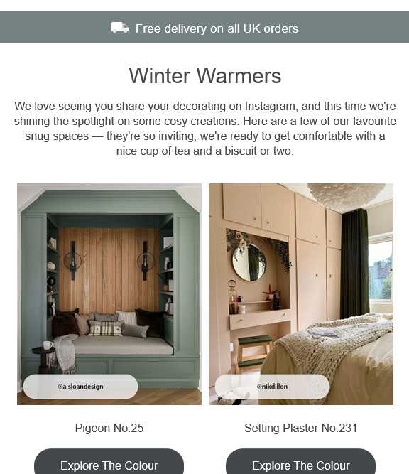 Email newsletter examples - promotional - Farrow & Ball - Nicky Weelen Copywriting.