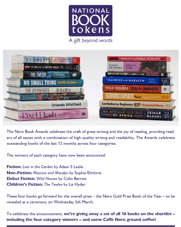 Types of email newsletter - company news - National Book Tokens - Nicky Weelen Copywriting.